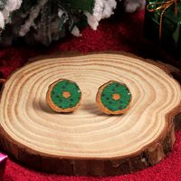 1 Pair Cute Christmas Tree Santa Claus Sock Wood Ear Studs sku image 9