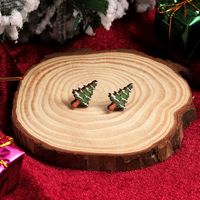 1 Pair Cute Christmas Tree Santa Claus Sock Wood Ear Studs sku image 13