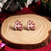 1 Pair Cute Christmas Tree Santa Claus Sock Wood Ear Studs sku image 12