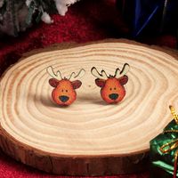1 Pair Cute Christmas Tree Santa Claus Sock Wood Ear Studs sku image 18