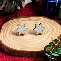 1 Pair Cute Christmas Tree Santa Claus Sock Wood Ear Studs sku image 20