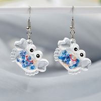 Wholesale Jewelry Cartoon Style Cute Crab Plastic Resin Luminous Transparent Drop Earrings sku image 1