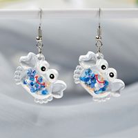 Wholesale Jewelry Cartoon Style Cute Crab Plastic Resin Luminous Transparent Drop Earrings main image 2