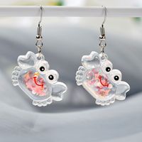 Wholesale Jewelry Cartoon Style Cute Crab Plastic Resin Luminous Transparent Drop Earrings sku image 3