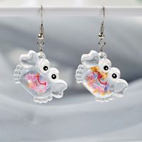 Wholesale Jewelry Cartoon Style Cute Crab Plastic Resin Luminous Transparent Drop Earrings sku image 7