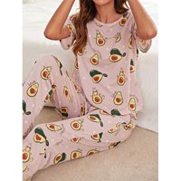 Home Women's Casual Avocado Polyester Milk Fiber Printing Pants Sets Pajama Sets main image 1