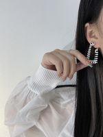 1 Pair Casual C Shape Stripe Stoving Varnish Mixed Materials Earrings Ear Studs main image 4