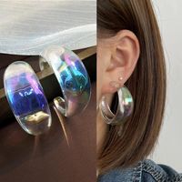 1 Pair Simple Style C Shape Polishing Transparent Arylic Resin Ear Studs sku image 2