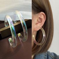 1 Pair Simple Style C Shape Polishing Transparent Arylic Resin Ear Studs sku image 7