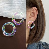 1 Pair Simple Style C Shape Polishing Transparent Arylic Resin Ear Studs sku image 1