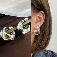 1 Pair Simple Style C Shape Polishing Transparent Arylic Resin Ear Studs sku image 6