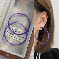 1 Pair Ig Style Simple Style Round Stoving Varnish Plating Alloy Hoop Earrings sku image 3