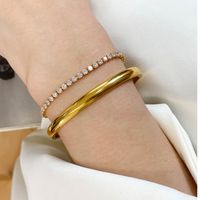 Simple Style Solid Color Titanium Steel Plating Bangle main image 1