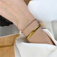 Style Simple Couleur Unie Acier Au Titane Placage Bracelet main image 5