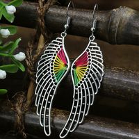 Wholesale Jewelry Casual Bohemian Round Rhombus Alloy Turquoise Hollow Out Inlay Drop Earrings sku image 8