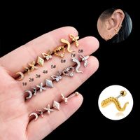 1 Piece Ear Cartilage Rings & Studs Vintage Style French Style Simple Style Moon Heart Shape Butterfly 316 Stainless Steel  Copper Plating Inlay Zircon main image 1