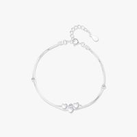 Ig Style Sweet Simple Style Heart Shape Sterling Silver Rhodium Plated Bracelets In Bulk sku image 1