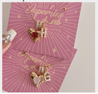 Sweet Heart Shape Copper Plating Inlay Zircon Pendant Necklace main image 3