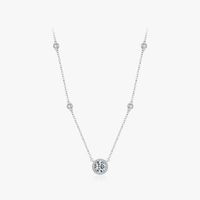 Ig Style Shiny Round Sterling Silver Rhodium Plated Zircon Necklace In Bulk sku image 1