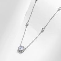 Ig Style Shiny Round Sterling Silver Rhodium Plated Zircon Necklace In Bulk main image 3