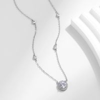 Ig Style Shiny Round Sterling Silver Rhodium Plated Zircon Necklace In Bulk main image 5