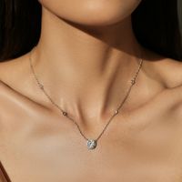 Ig Style Shiny Round Sterling Silver Rhodium Plated Zircon Necklace In Bulk main image 1