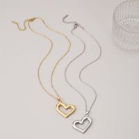 Stainless Steel 18K Gold Plated Simple Style Commute Polishing Plating Heart Shape Pendant Necklace main image 1
