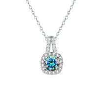 Casual Solid Color Sterling Silver Plating Inlay Moissanite White Gold Plated Pendant Necklace sku image 3