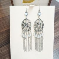 1 Pair Chinoiserie Tassel Flower Alloy Plating Inlay Artificial Diamond Women's Drop Earrings sku image 6