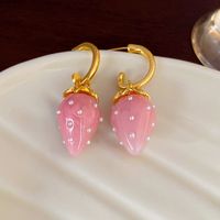 Wholesale Jewelry Sweet Strawberry Alloy Resin Pearl Plating Inlay Drop Earrings main image 3