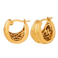 1 Paar Einfacher Stil Einfarbig Überzug Titan Stahl 18 Karat Vergoldet Ohrringe main image 7