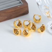 1 Paar Einfacher Stil Einfarbig Überzug Titan Stahl 18 Karat Vergoldet Ohrringe main image 4