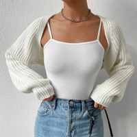 Women's Sweater Long Sleeve Sweaters & Cardigans Rib-knit Casual Simple Style Solid Color main image 1