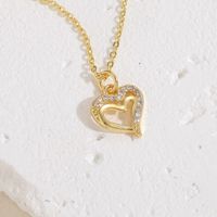 Simple Style Commute Heart Shape Copper Plating Inlay Zircon 14k Gold Plated White Gold Plated Pendant Necklace sku image 1