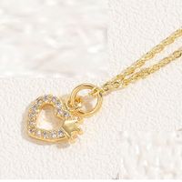 Simple Style Commute Heart Shape Copper Plating Inlay Zircon 14k Gold Plated White Gold Plated Pendant Necklace sku image 2