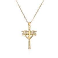 Elegant Lady Classic Style Cross Copper Plating Inlay Zircon 18k Gold Plated Pendant Necklace main image 2