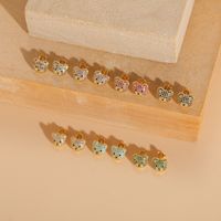 1 Pair Cute Simple Style Bear Plating Inlay Copper Zircon 14k Gold Plated Ear Studs main image 1