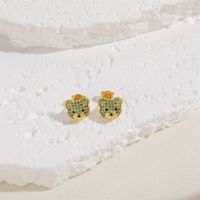 1 Pair Cute Simple Style Bear Plating Inlay Copper Zircon 14k Gold Plated Ear Studs main image 6