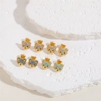 1 Pair Cute Simple Style Bear Plating Inlay Copper Zircon 14k Gold Plated Ear Studs main image 3