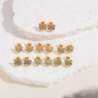 1 Pair Cute Simple Style Bear Plating Inlay Copper Zircon 14k Gold Plated Ear Studs main image 4