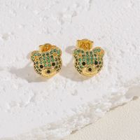 1 Pair Cute Simple Style Bear Plating Inlay Copper Zircon 14k Gold Plated Ear Studs sku image 6