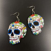 1 Pair Hip-hop Funny Classic Style Skeleton Skull Printing Three-dimensional Arylic Drop Earrings main image 7
