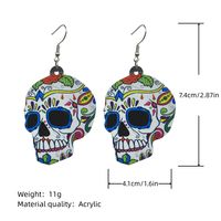 1 Pair Hip-hop Funny Classic Style Skeleton Skull Printing Three-dimensional Arylic Drop Earrings main image 5