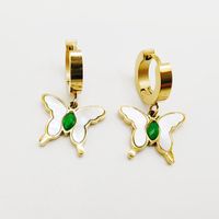 1 Pair Casual Sun Eye Butterfly Inlay 304 Stainless Steel Turquoise Shell 14K Gold Plated Drop Earrings sku image 3