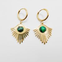 1 Pair Casual Sun Eye Butterfly Inlay 304 Stainless Steel Turquoise Shell 14K Gold Plated Drop Earrings main image 2