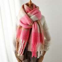 Women's Casual Plaid Imitation Cashmere Tassel Scarf sku image 19