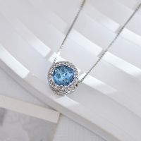 Lady Geometric Titanium Steel Copper Plating Inlay Artificial Gemstones Pendant Necklace sku image 2