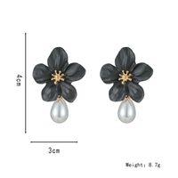 1 Paire Sucré Fleur Vernis Au Four Perle Artificielle Alliage Boucles D'oreilles main image 3