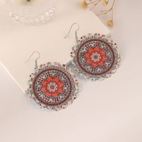 Wholesale Jewelry Baroque Style Round Metal Printing Drop Earrings main image 5