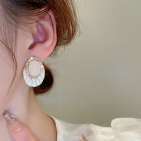 1 Pair Lady Oval Enamel Inlay Alloy Artificial Diamond Ear Studs main image 9